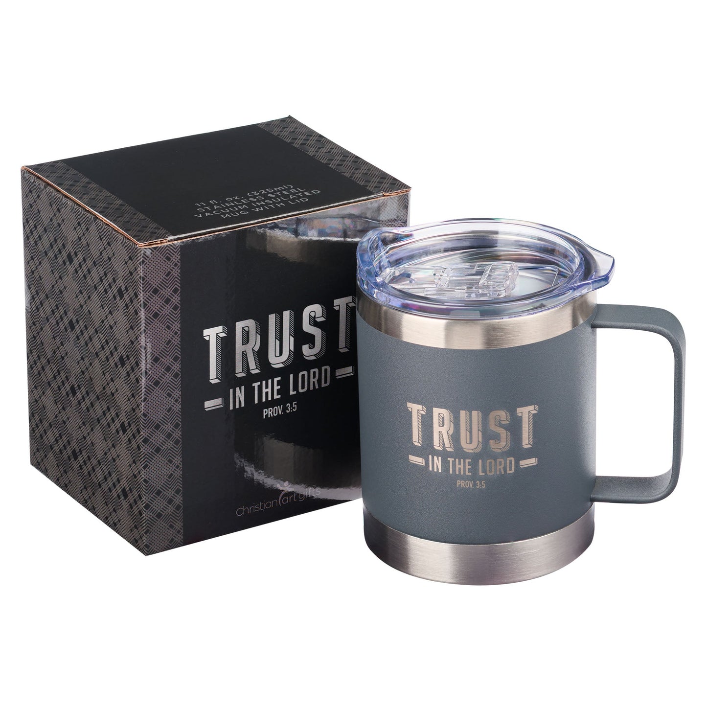 Trust the LORD Cool Gray Camp-style Stainless Steel Mug - Proverbs 3:5 - Mug