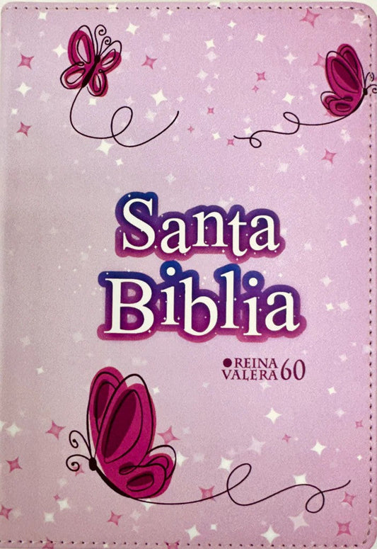 Biblia RVR 1960 Compacta Símil Piel Juvenil Mariposa Rosada (Bible RVR 1960 Compact Size LeatherLike Youth Pink Butterfly (Spanish Edition)