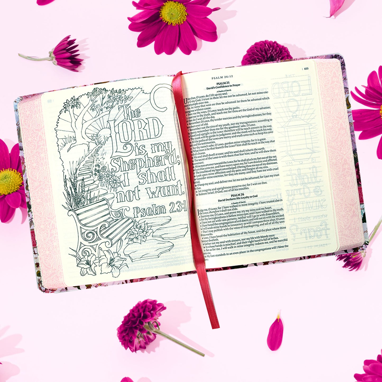 Silky Floral Printed KJV My Creative Bible