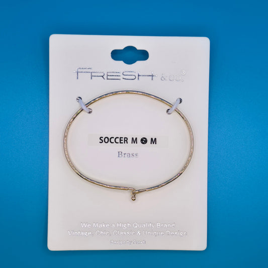 SOCCER MOM Inspirational Message Bracelet Positive Message Engraved Thin Bangle - Jewelry (Copy)