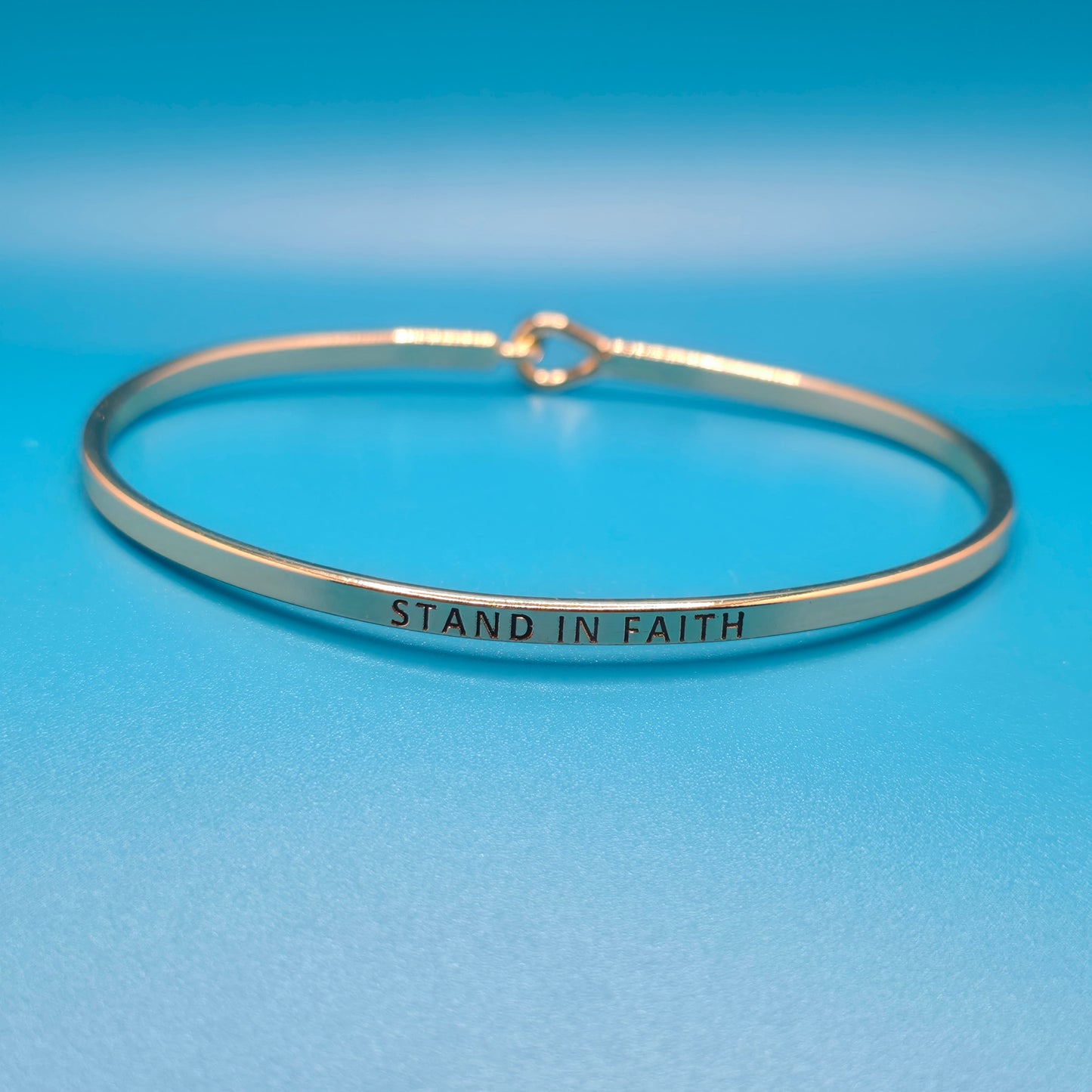 STAND IN FAITH Inspirational Message Bracelet Positive Message Engraved Thin Bangle - Jewelry