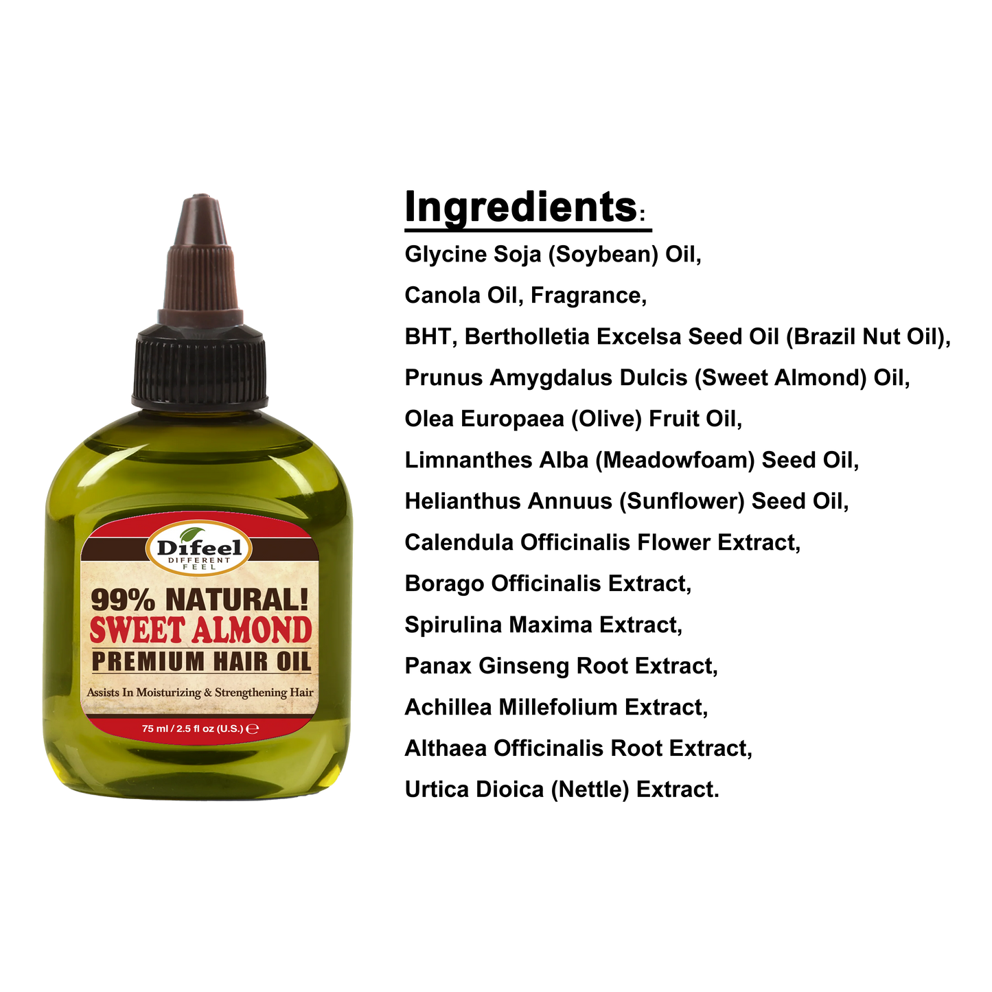DIFEEL HAIR OIL - Sweet Almond Oil 2.5 OZ