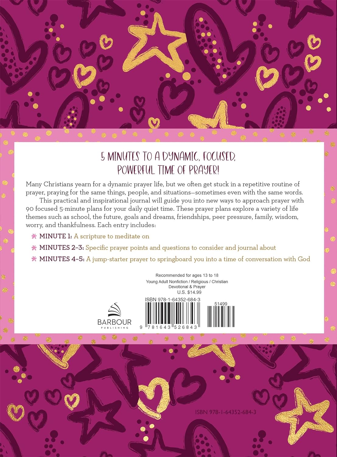 The 5-Minute Prayer Plan for Teen Girls Journal Imitation Leather by Marilee Parrish