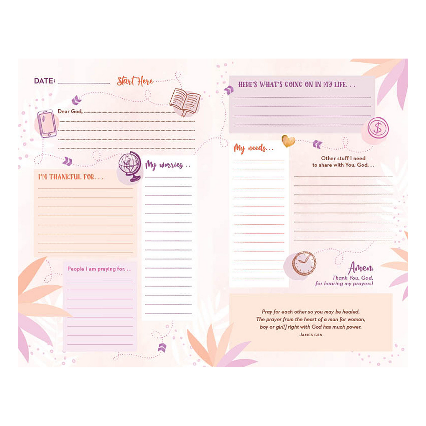 The Prayer Map Bible for Teen Girls NLV [Coral Dandelions]