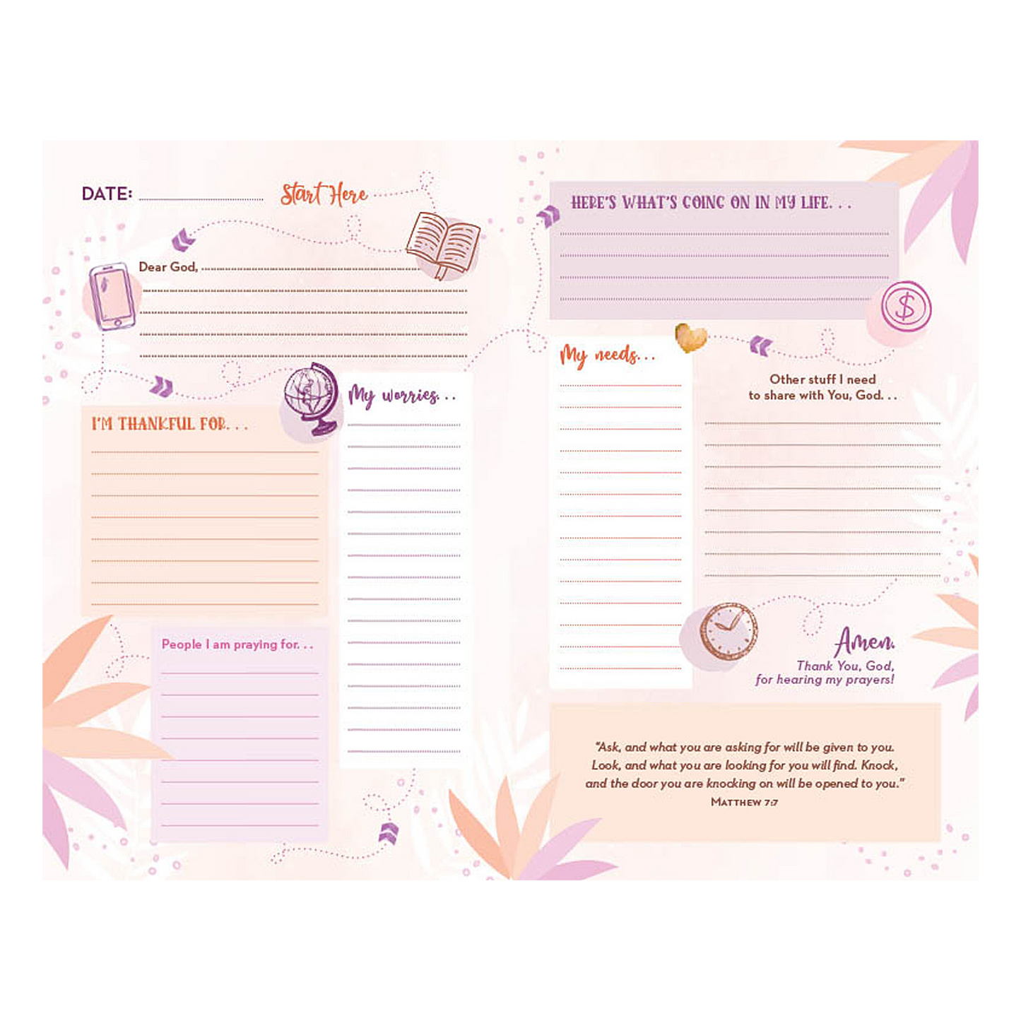 The Prayer Map Bible for Teen Girls NLV [Coral Dandelions]