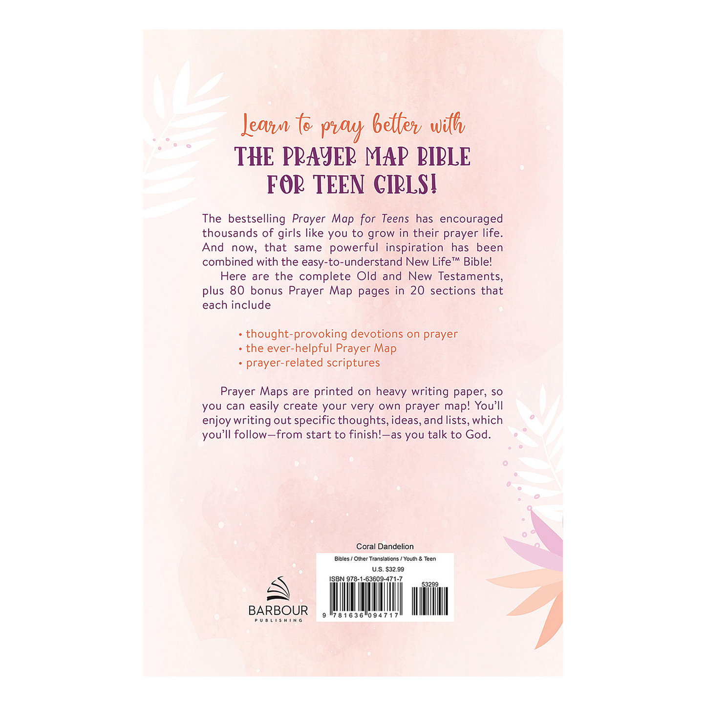 The Prayer Map Bible for Teen Girls NLV [Coral Dandelions]