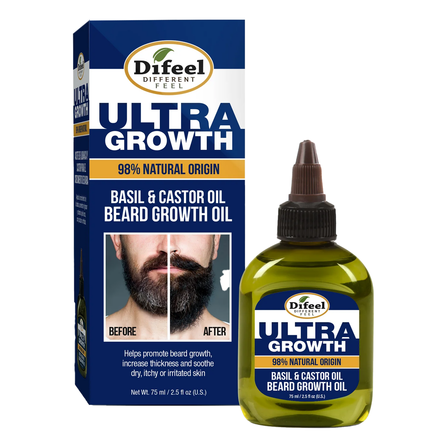 Difeel MENS Ultra Growth Basil and Castor Beard Oil 2.5 oz.