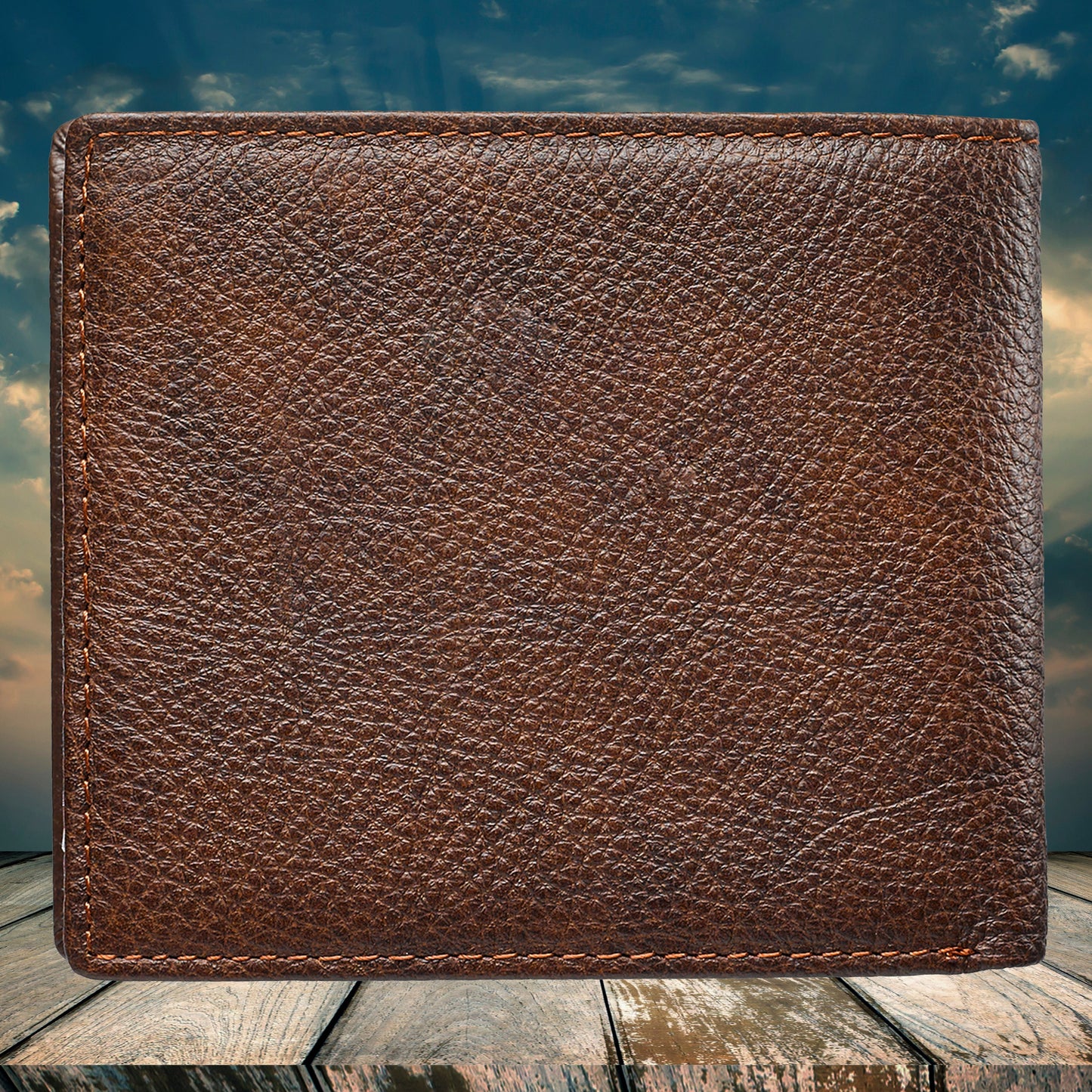 Strong and Courageous Two-tone Brown Full Grain Leather Wallet - Joshua 1:9