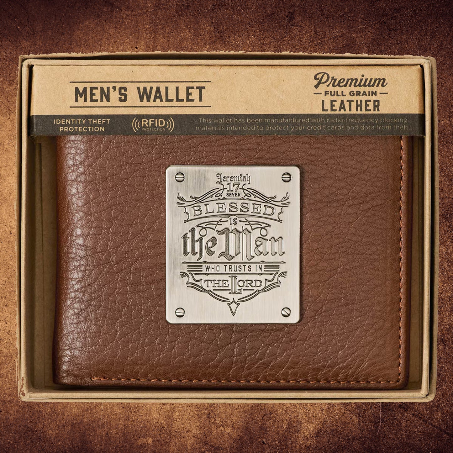 Blessed Is The Man Timber Spice Brown Genuine Leather Wallet - Jeremiah 17:7 (Copy)