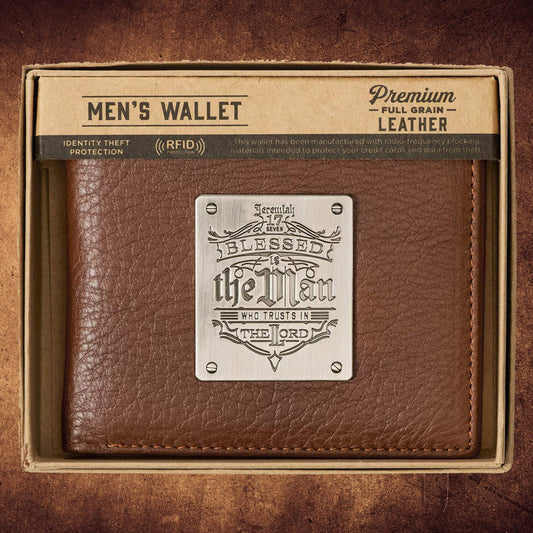 Blessed Is The Man Timber Spice Brown Genuine Leather Wallet - Jeremiah 17:7 (Copy)