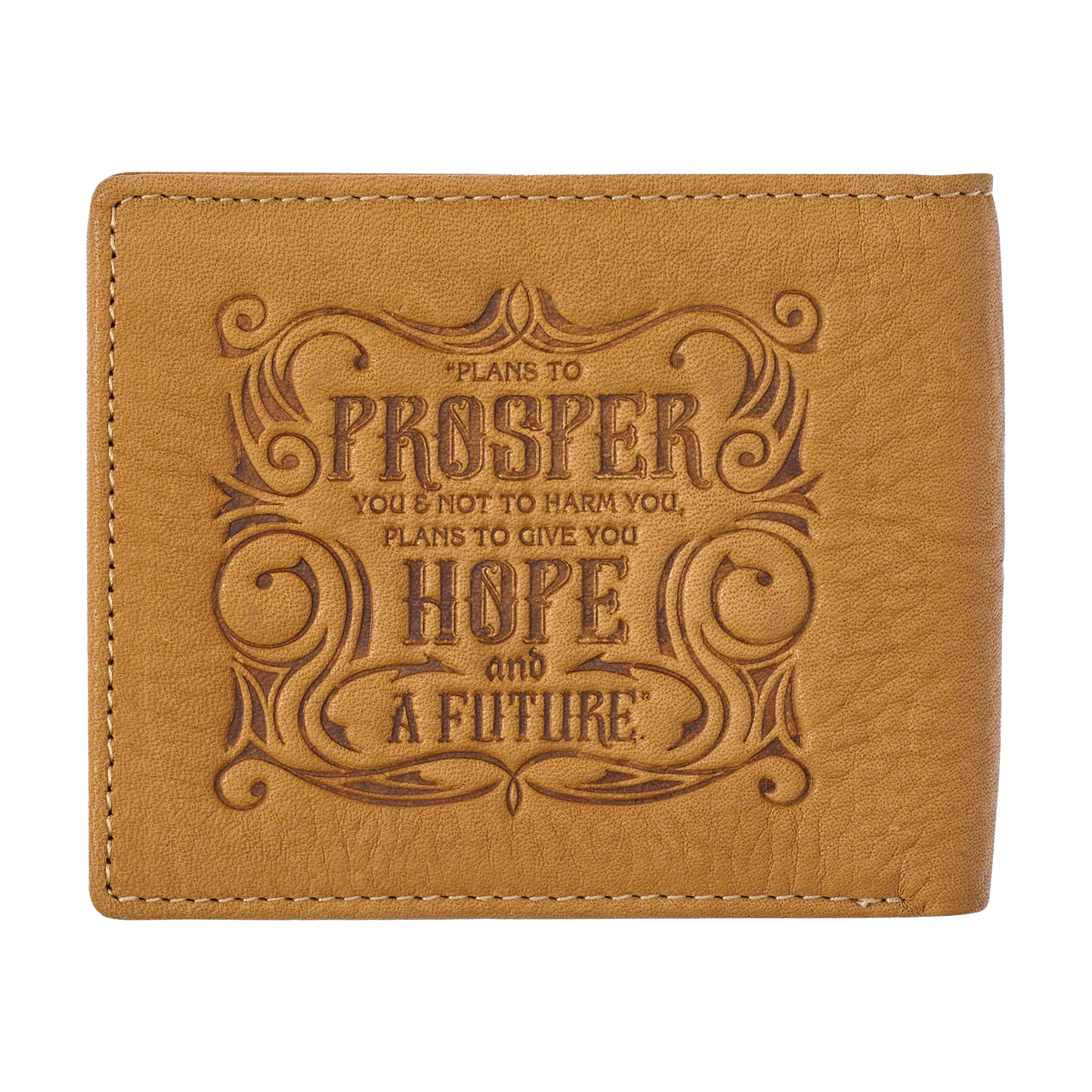 Genuine Leather Wallet for Men and Dads with Scripture Jeremiah 29:11 RIFD Blocking Multi-purpose Slots Credit Card Holders Quality Classic Saddle Tan Leather Bifold Wallet for Men