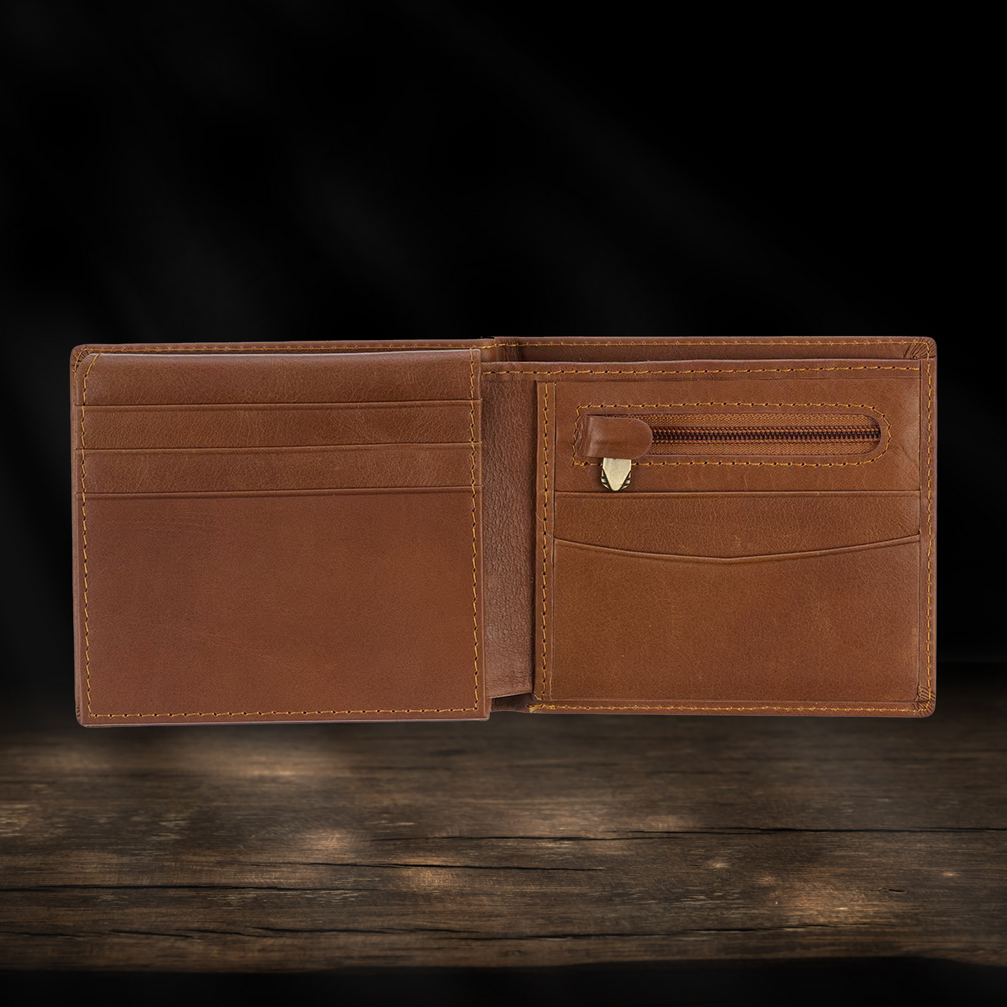 Seek First the Kingdom Saddle Tan Genuine Leather Wallet - Matthew 6:33