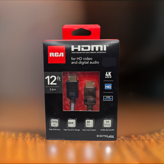 RCA 12' DIGITAL HDMI CABLE 3D 4K SUPPORT DH12HHF High Def Multi Interface