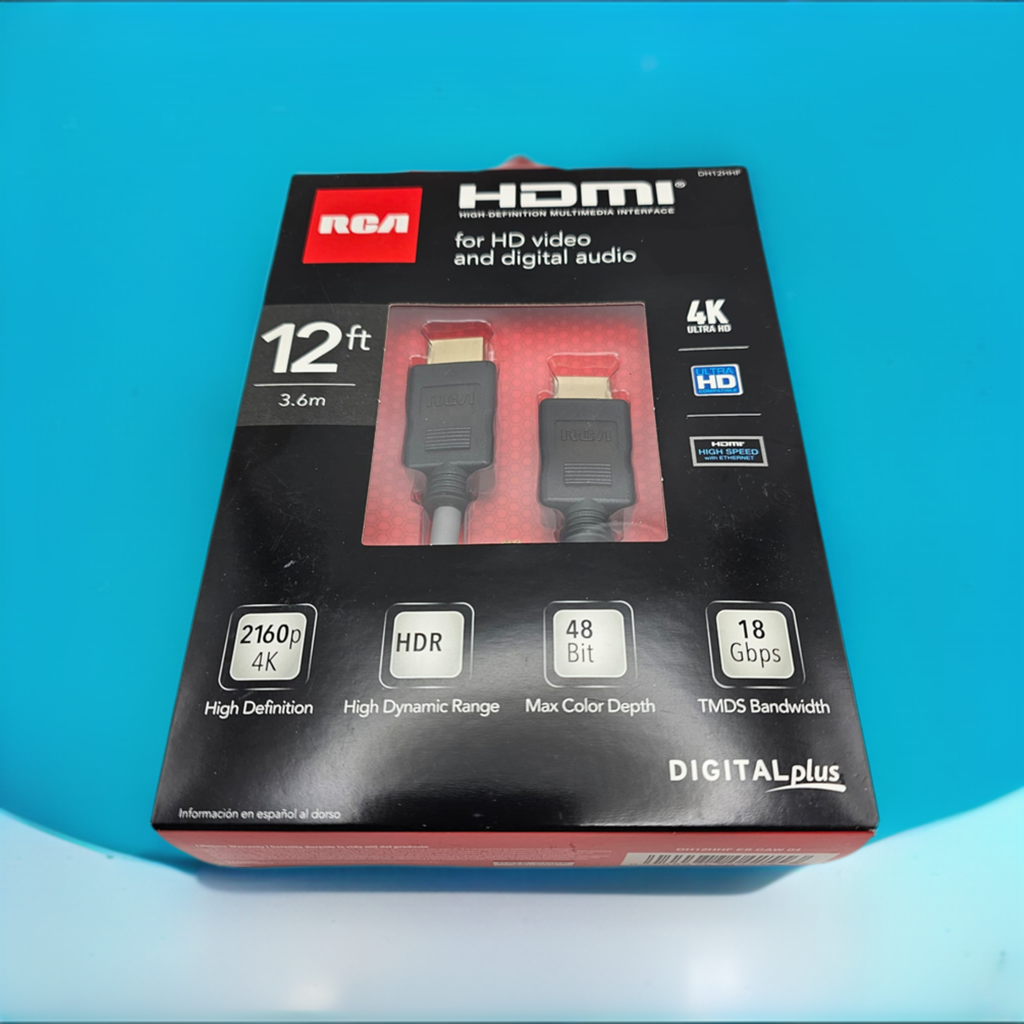 RCA 12' DIGITAL HDMI CABLE 3D 4K SUPPORT DH12HHF High Def Multi Interface