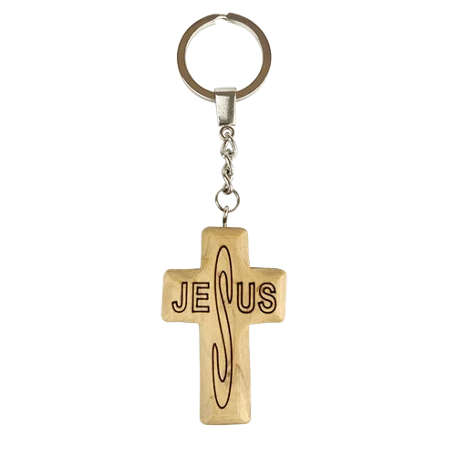 Olive Wood Keychain, Catholic & Christian Religious Gift for Men & Women