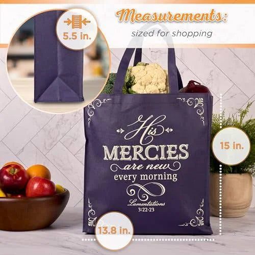 His Mercies are New Purple Amethyst Shopping Tote Bag - Lamentations 3:22-23